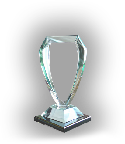 Glass award trophy