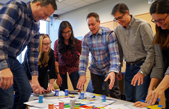Team collaborating around a table