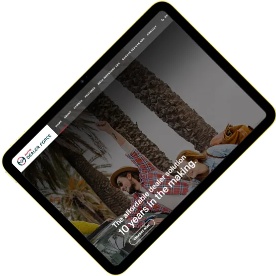 Auto Dealer Force website on tablet