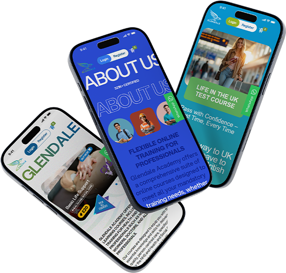 Glendale Academy website mobile view on smartphones