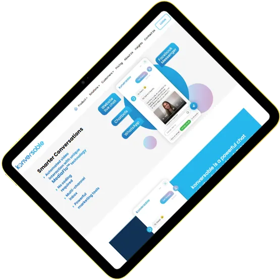 Konversable AI chatbot website on tablet
